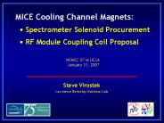 MICE Cooling Channel Magnets: 