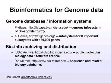 Bioinformatics for Genome data