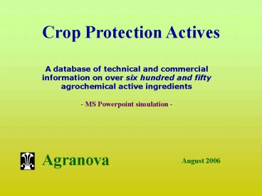 Crop Protection Actives