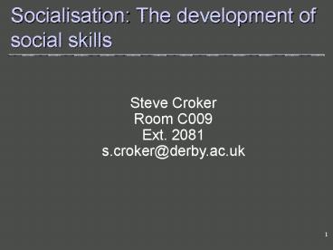 Socialisation: The development of social skills