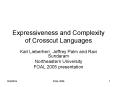 Expressiveness and Complexity of Crosscut Languages PowerPoint PPT Presentation