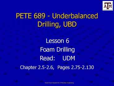 Harold Vance Department of Petroleum Engineering