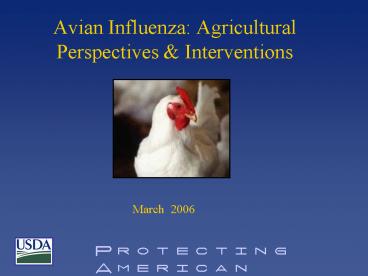 Avian Influenza: Agricultural Perspectives