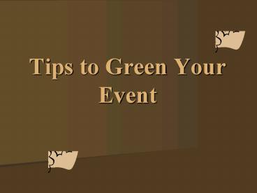 Tips to Green Your Event