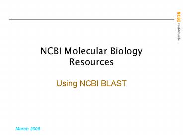 NCBI Molecular Biology Resources