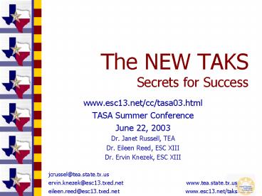 The NEW TAKS Secrets for Success