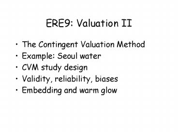 ERE9: Valuation II