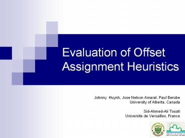 Evaluation of Offset Assignment Heuristics