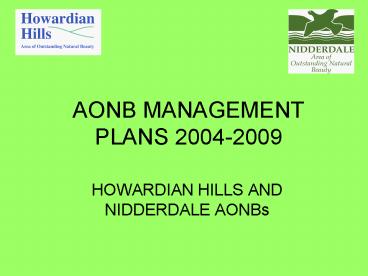 AONB MANAGEMENT PLANS 20042009