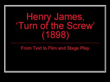 Henry James, Turn of the Screw 1898