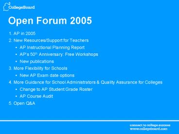 Open Forum 2005