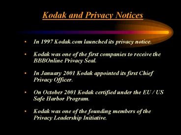 Kodak and Privacy Notices