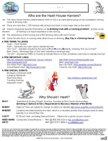 THE BAY CITY HASH HOUSE HARRIERS