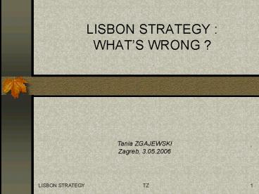 LISBON STRATEGY : WHATS WRONG