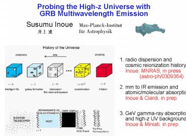 Probing the Highz Universe with GRB Multiwavelength Emission