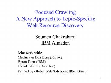 Focused Crawling A New Approach to Topic-Specific Web Resource Discovery