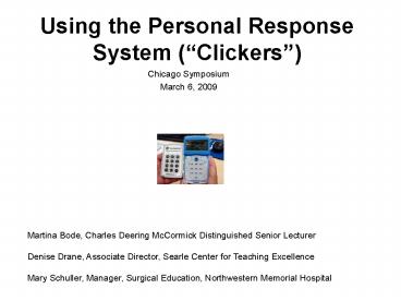Using the Personal Response System Clickers