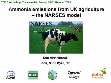 Ammonia emissions from UK agriculture the NARSES model