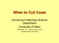 When to Cull Cows PowerPoint PPT Presentation