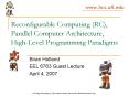 Reconfigurable Computing RC, Parallel Computer Architecture, HighLevel Programming Paradigms PowerPoint PPT Presentation