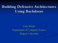 Building Defensive Architectures Using Backdoors PowerPoint PPT Presentation