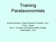 Training Parataxonomists