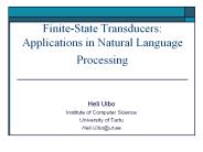 Finite-State Transducers: Applications in Natural Language Processing