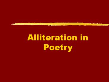 Alliteration in Poetry