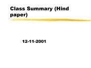 Class Summary (Hind paper)