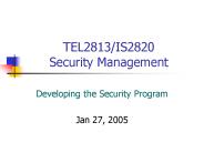 TEL2813/IS2820 Security Management