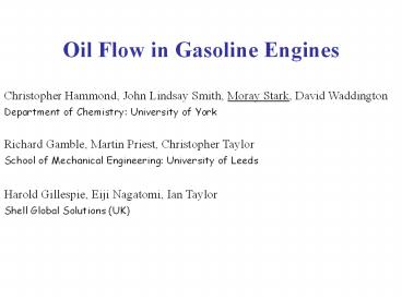 Oil Flow in Gasoline Engines