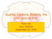 Quarks, Leptons, Bosons, the LHC and all that.
