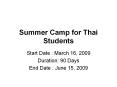 Summer Camp for Thai Students PowerPoint PPT Presentation