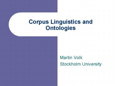 Corpus Linguistics and Ontologies