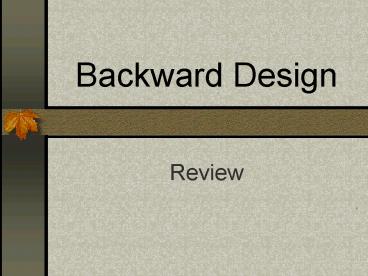 Backward Design