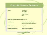 Computer Systems Research