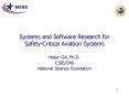 Systems and Software Research for SafetyCritical Aviation Systems PowerPoint PPT Presentation
