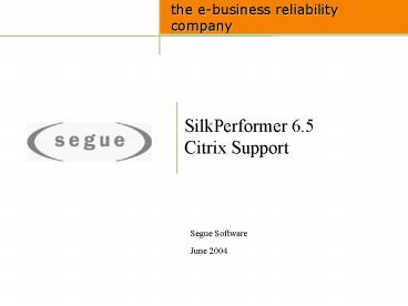 SilkPerformer V 6'0 Web Tutorial