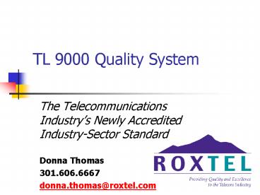 TL 9000 Quality System