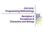 CS1101X: Programming Methodology Recitation 5 Exceptions