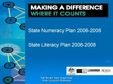 State Numeracy Plan 20062008
