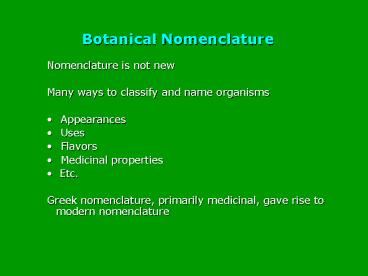Nomenclature is not new