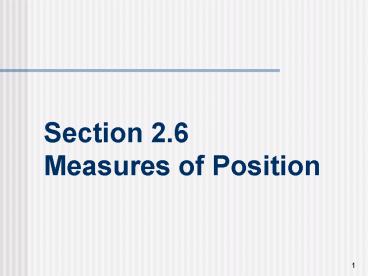 Measures of Position
