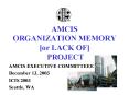 AMCIS ORGANIZATION MEMORY or LACK OF PROJECT PowerPoint PPT Presentation