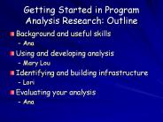 Getting Started in Program Analysis Research: Outline