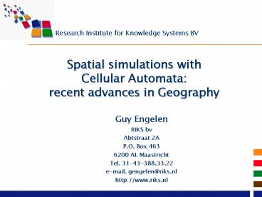 Spatial simulations with Cellular Automata: recent advances in Geography