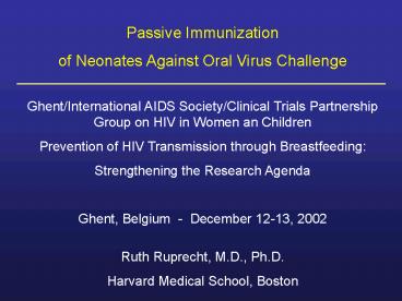 Passive Immunization