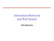 Information Retrieval and Web Search