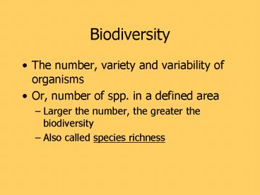 Biodiversity