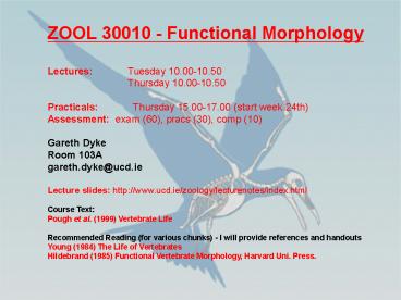 ZOOL 30010 Functional Morphology